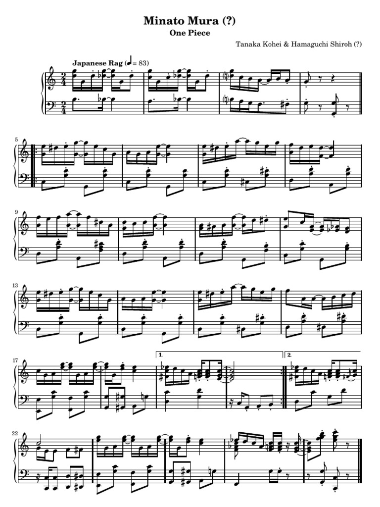 One Piece Piano Sheet Music Collection | PDF | Leisure | Entertainment ...