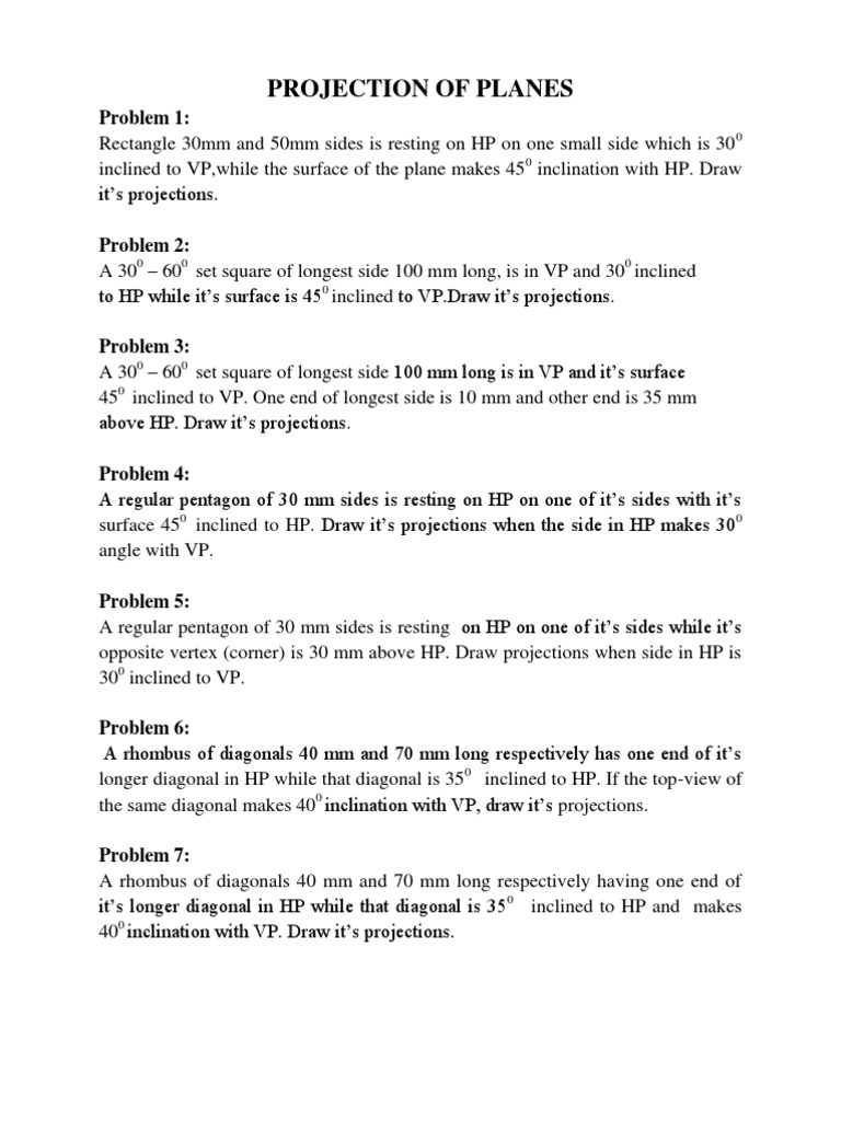 Projection of Planes Problem 1 PDF Polytopes Elementary Mathematics