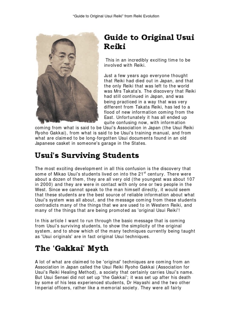 Guide To Original Usui Reiki | PDF | Reiki | Mikao Usui
