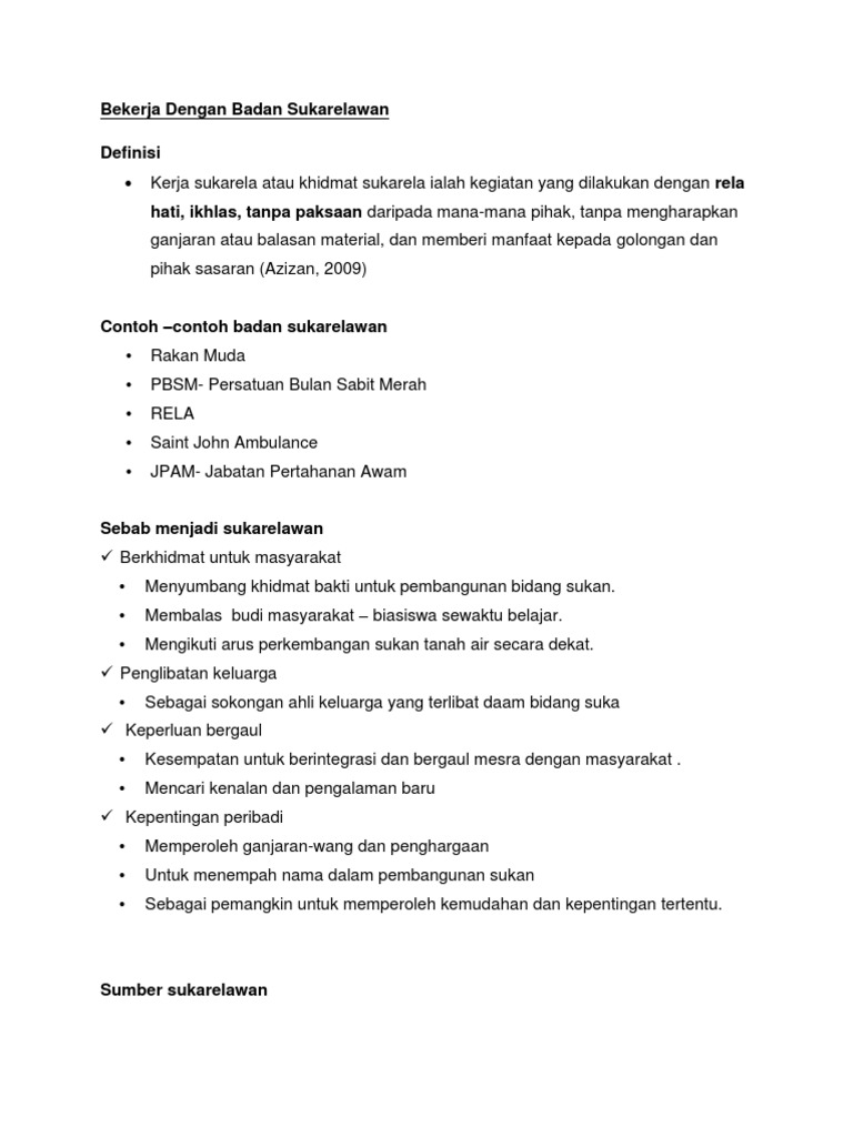 Penulisan Bekerja Dengan Badan Sukarelawan Pdf