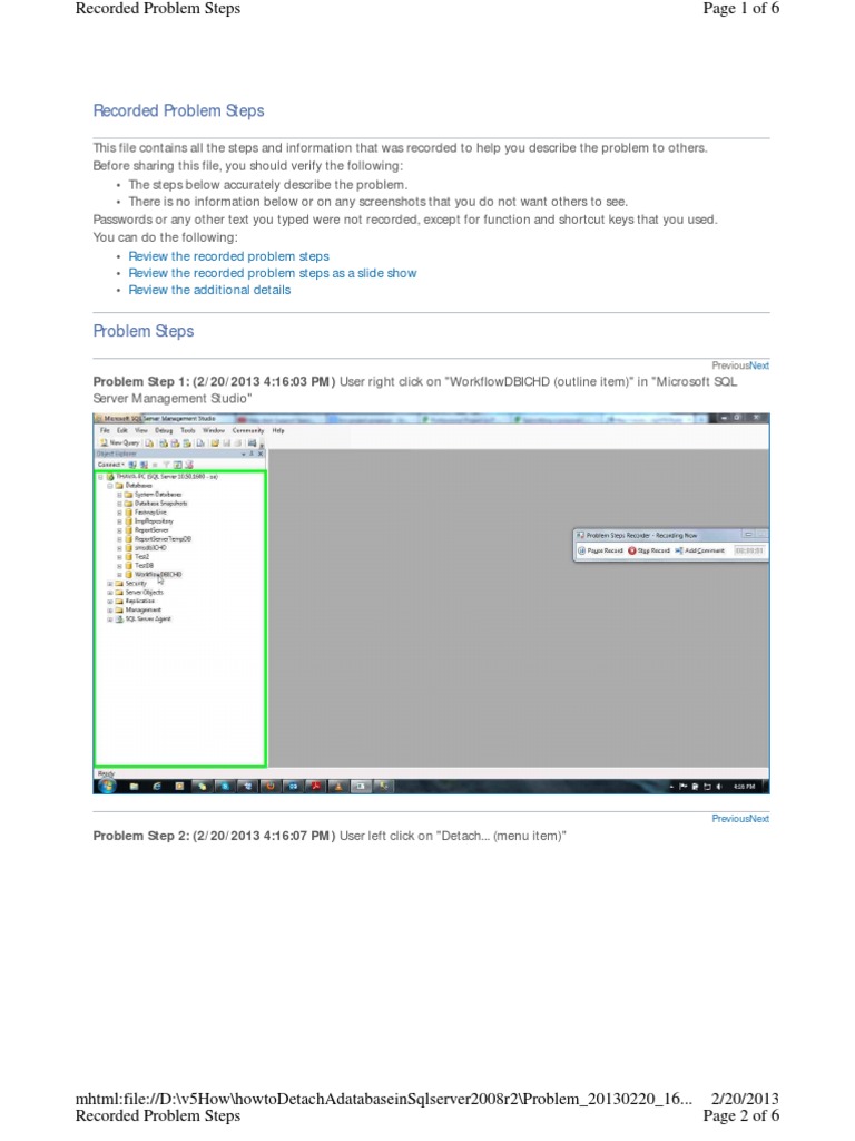 HowtoDetachAdatabaseinSqlserver2008r2 Pro | PDF | Microsoft Sql Server ...