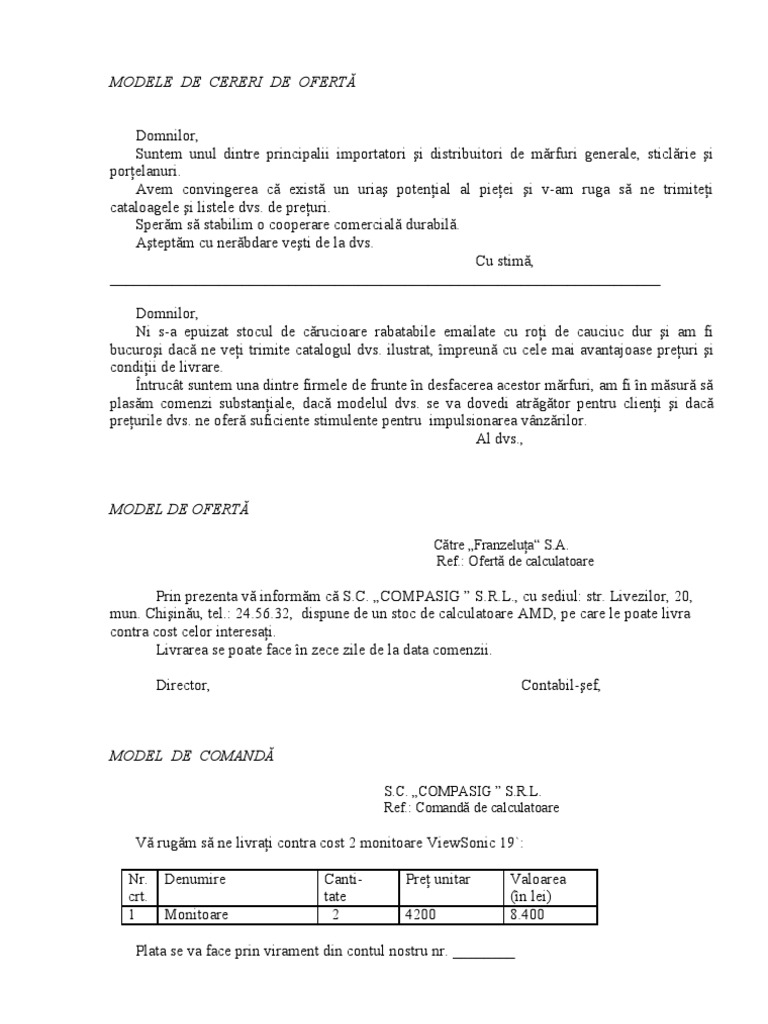 Modele Scrisori Oficiale Doc