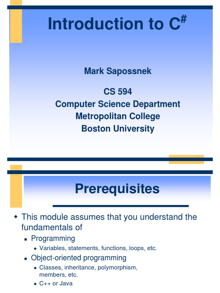 Introduction To C Sharp | PDF