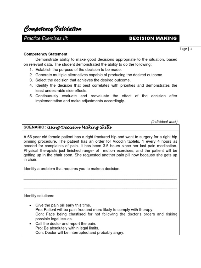 Decision Making Skills in Nursing | PDF | Competence (Human Resources ...