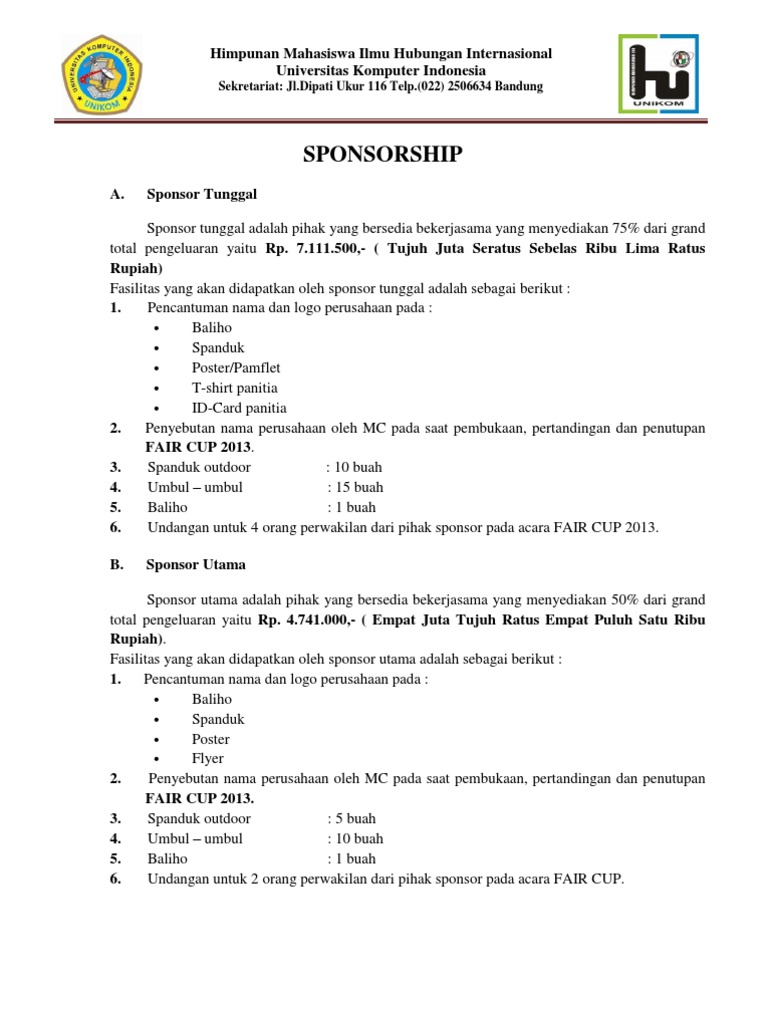 Contoh Proposal Sponsorship