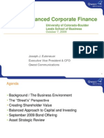 Advanced Corporate Finance: University of Colorado-Boulder Leeds School of Business
