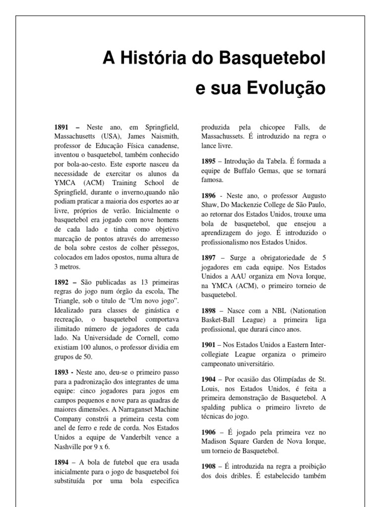 A História do Basquetebol e sua evolução Esportes Lazer