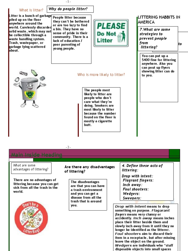 Littering Habits in America PDF Determinants Of Health Pollution