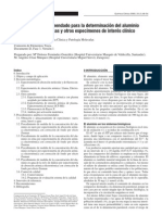 Elementos traza-D-Procedimiento recomendado para la determinación del aluminio en muestras biológicas y otros especímenes de interés clínico (2005)