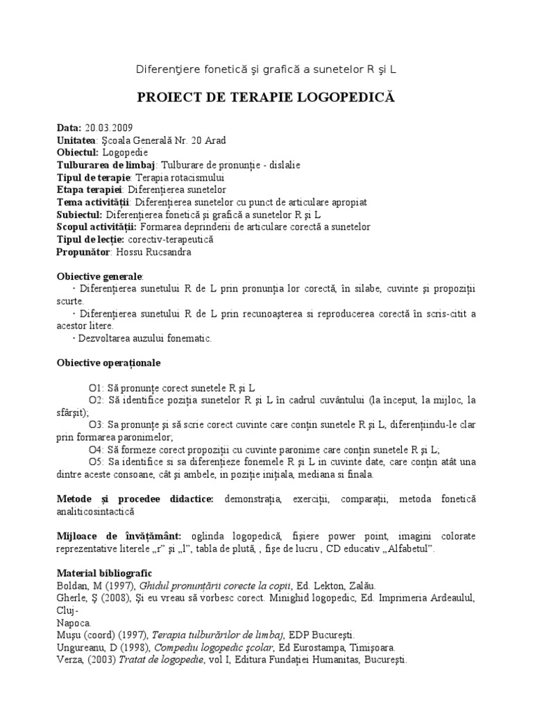 Diferenţiere Fonetică Şi Grafică A Sunete Lor R Şi L - Modificat | PDF