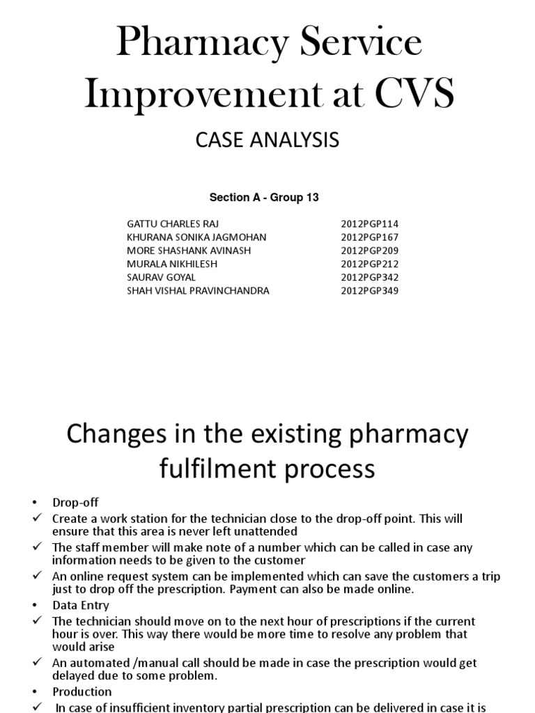 Pharmacy Service Improvement at CVS | PDF | Pharmacy | Inventory