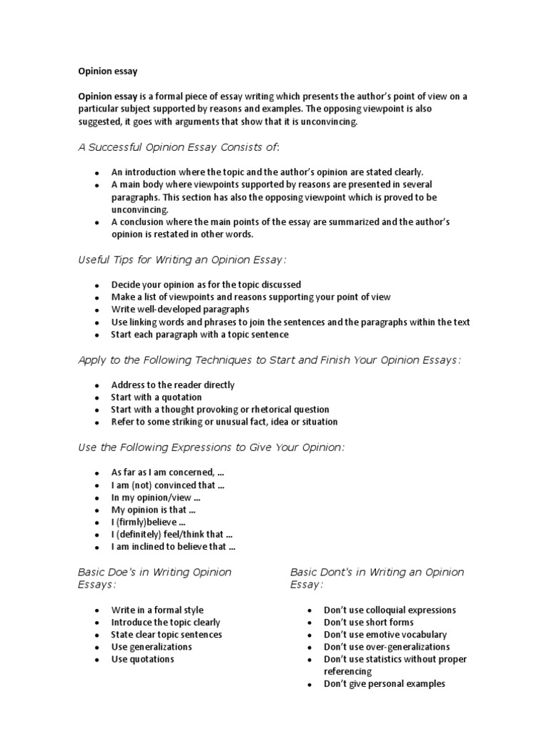 Writing Effective Opinion Essays | PDF