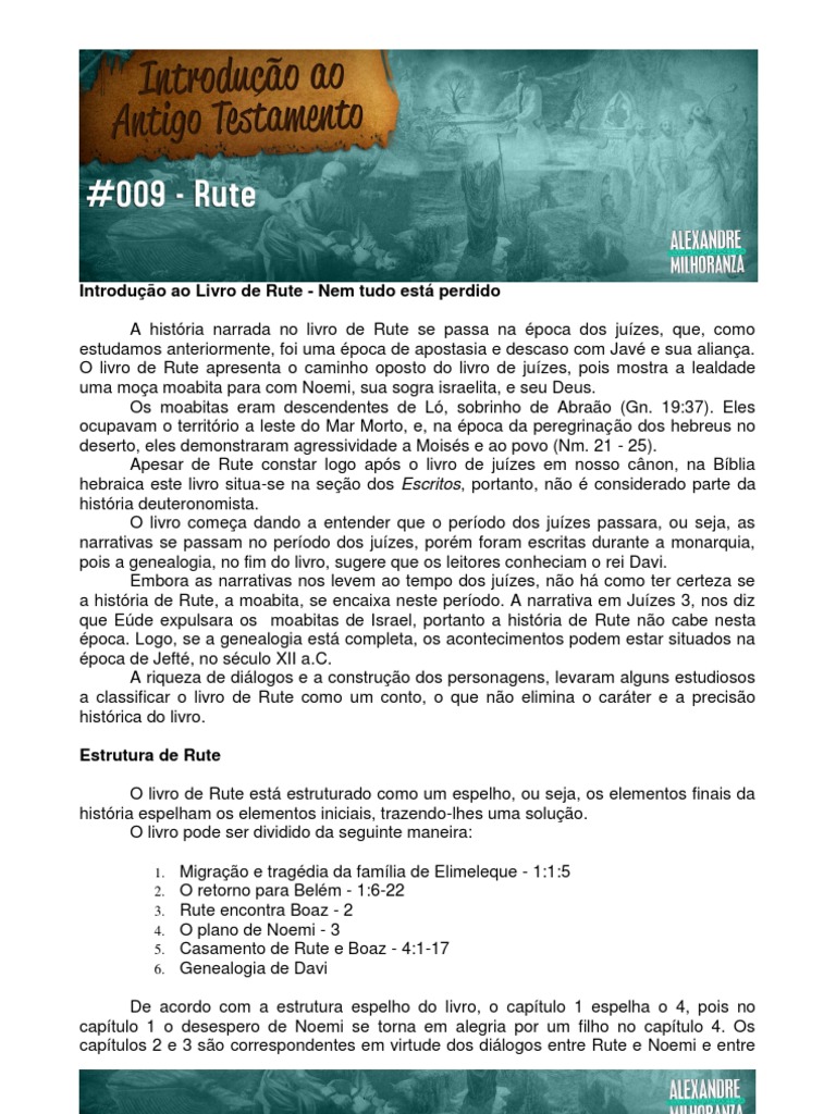 Introdução ao livro de Rute Livro de Ruth Bíblia Hebraica