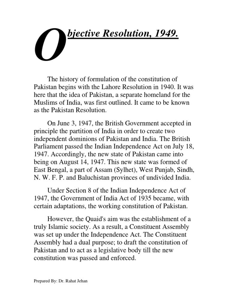 Objective Resolution | Pakistan Movement | Partition Of India