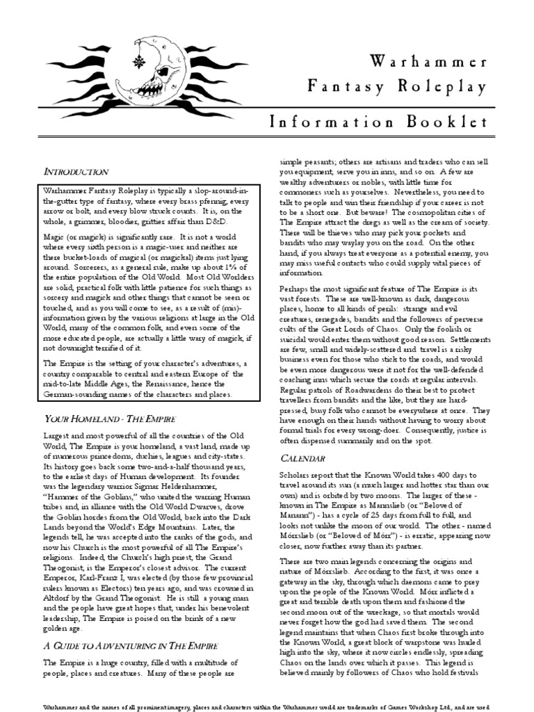 WFRP Information Booklet | PDF