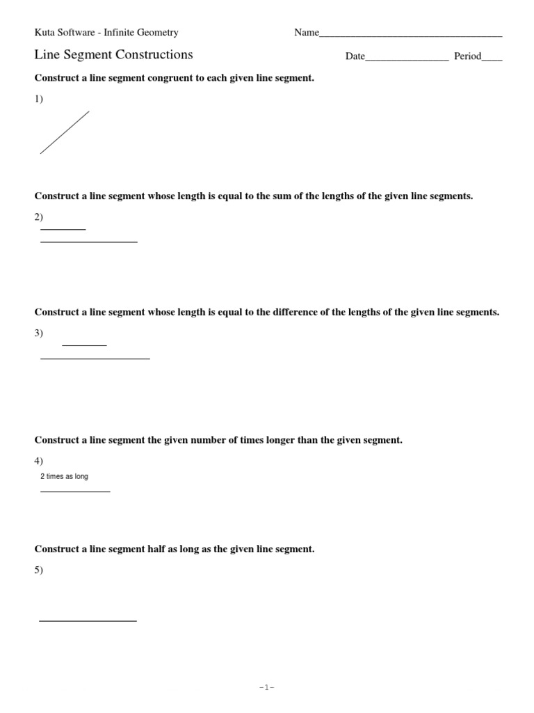 13 Line Segment Constructions Pdf Perpendicular Elementary Geometry