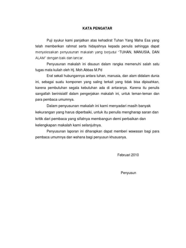 Makalah Tuhan, Manusia, Dan Alam