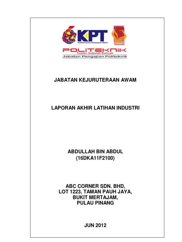Contoh Laporan Latihan Industri