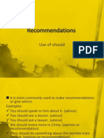 Recommendations Use of Should