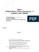 Gout Subject Name: Clinical Pharmacy - II Subject Code: 280006