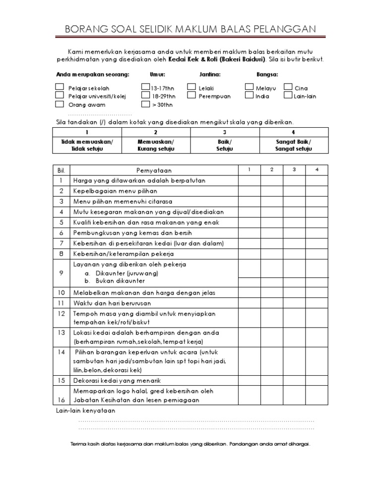 Contoh Soalan Soal Selidik Kepuasan Kerja - 9 Descargar