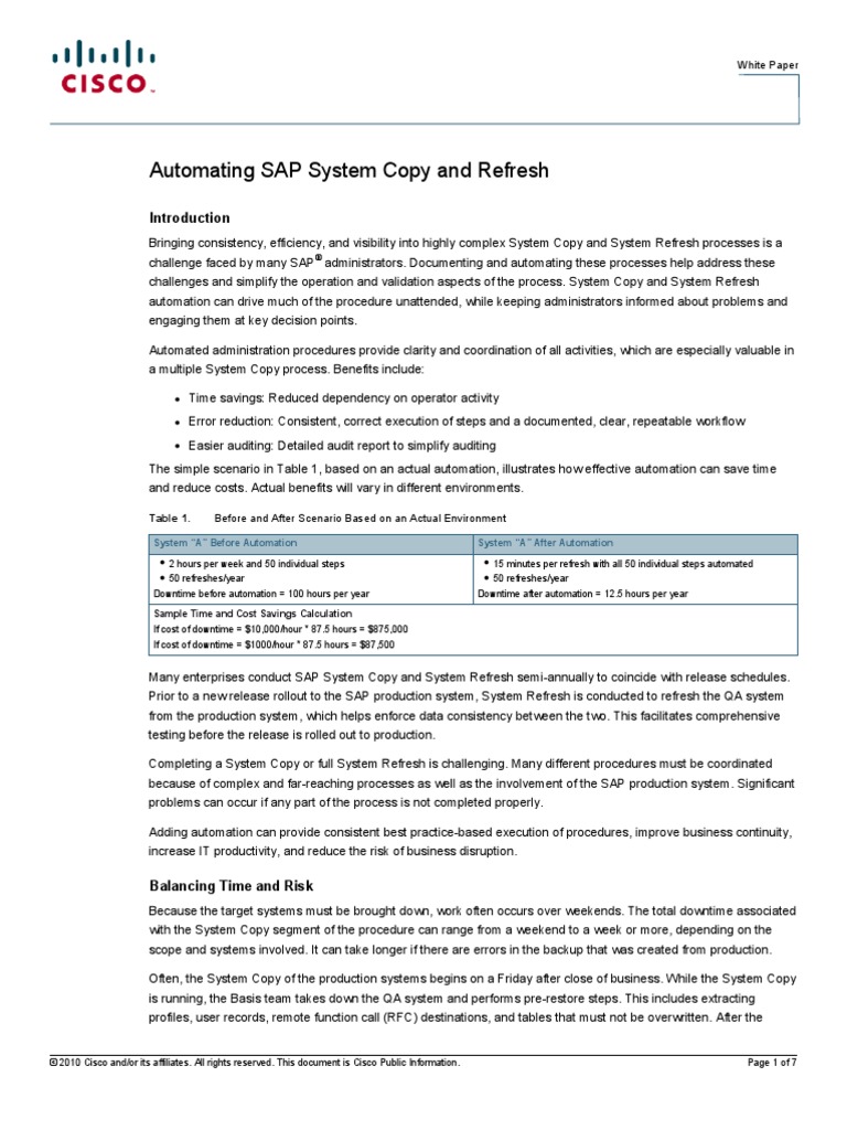 Automating SAP System Refresh Systems - WP - V2a PDF | PDF | Automation ...