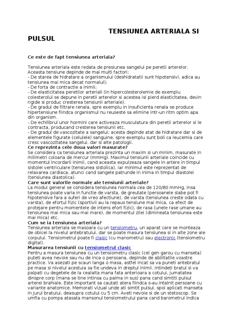 Tensiunea Arteriala Si Pulsul
