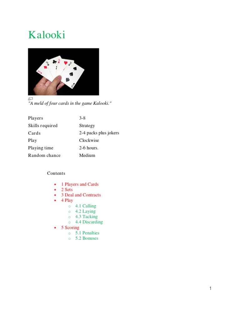 How to Play Kalooki Games Of Chance Card Games