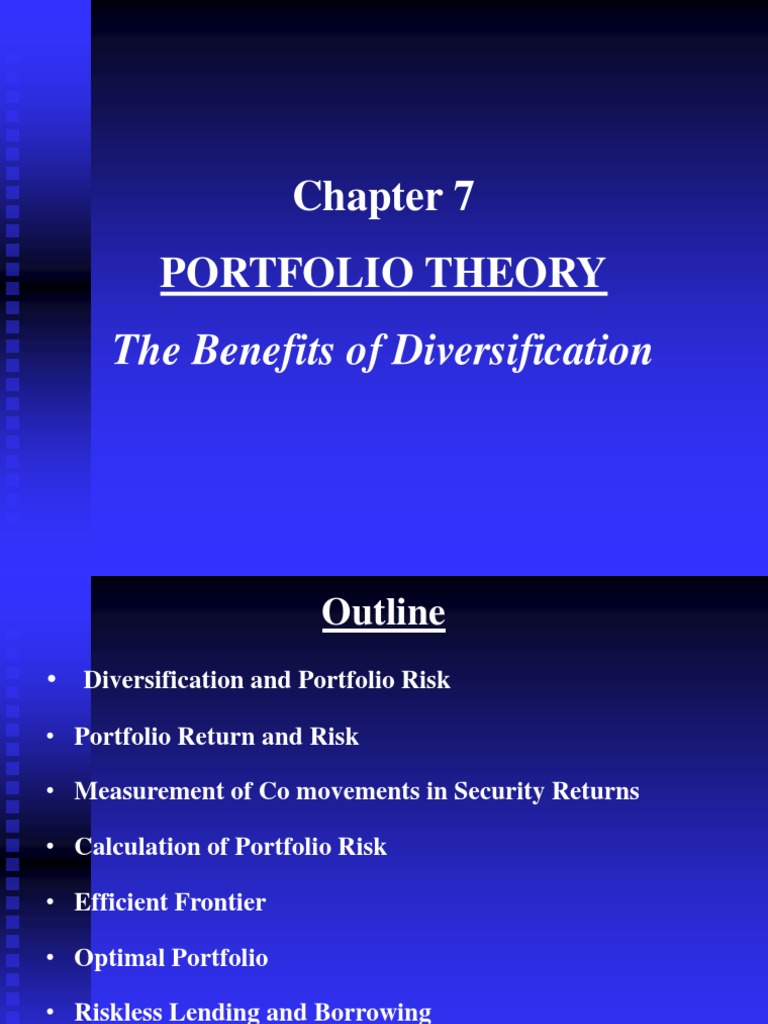 Chapter 7 Portfolio Theory PDF Diversification (Finance) Modern