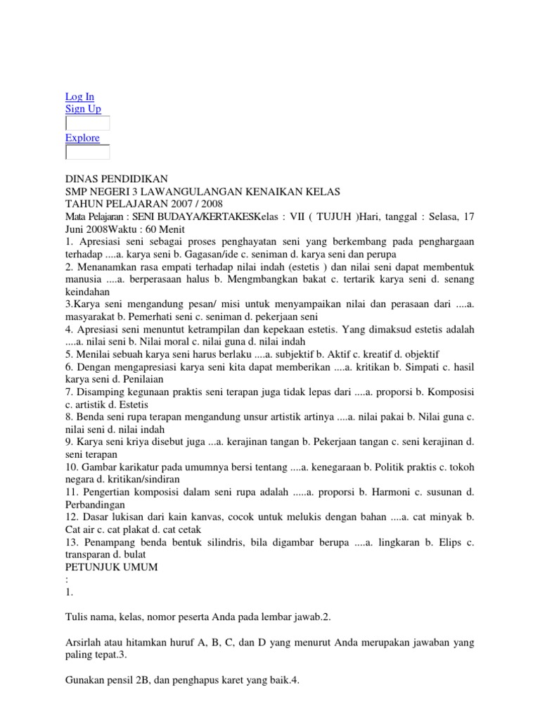 Contoh Soal Seni Budaya 7 Genap - Copy