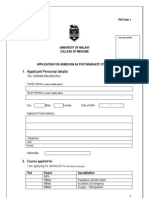 Applicant Personal Details: PG Form 1