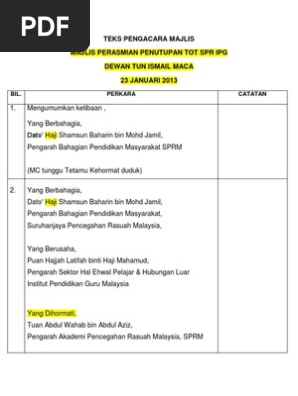 Teks Pengacara Majlis (Tot SPR Ipg)  PDF