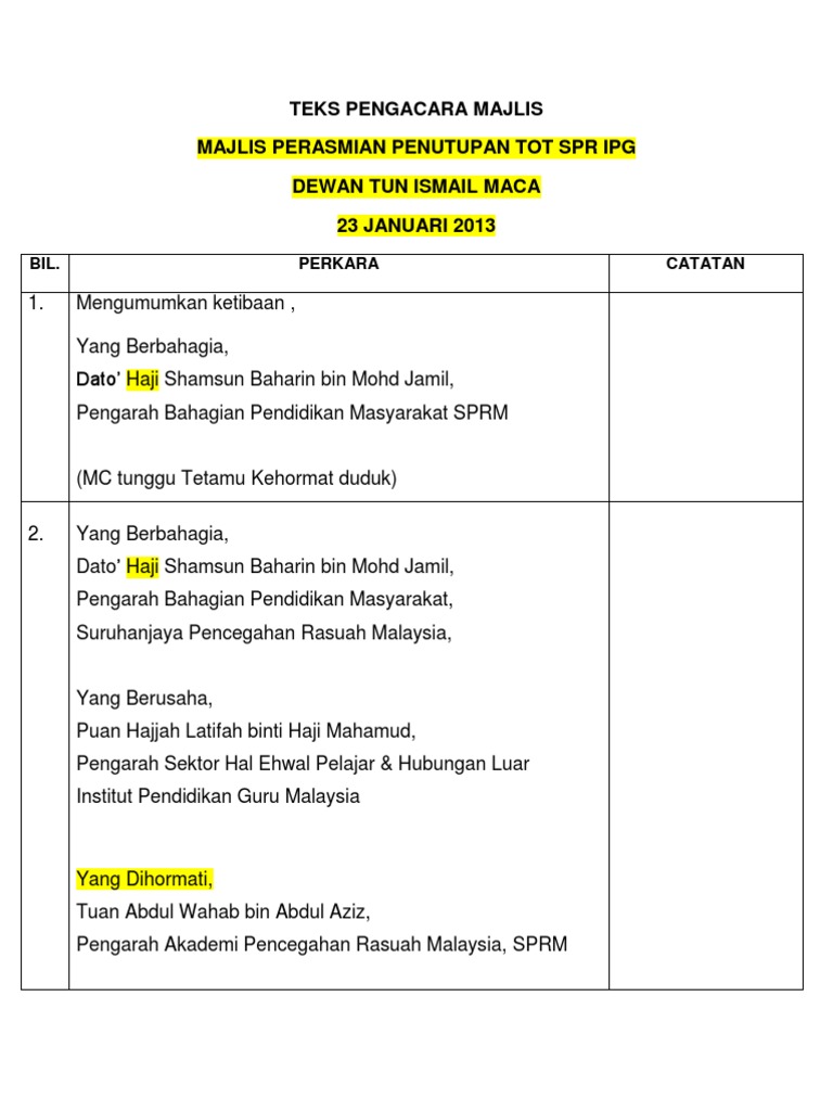 Teks Pengacara Majlis (Tot SPR Ipg)  PDF