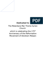 The Malankara Mar Thoma Syrian Church Which Is Celebrating The 175 Anniversary of The Reformation Movement of Abraham Malpan