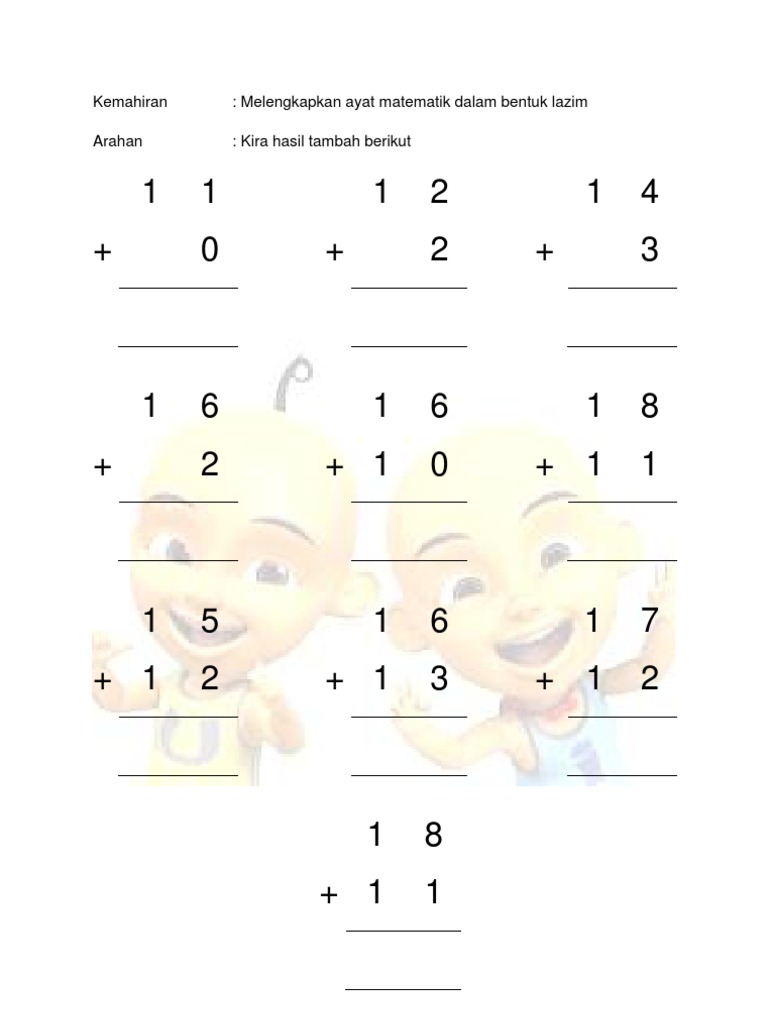 Lembaran Kerja Matematik Operasi Tambah Pdf