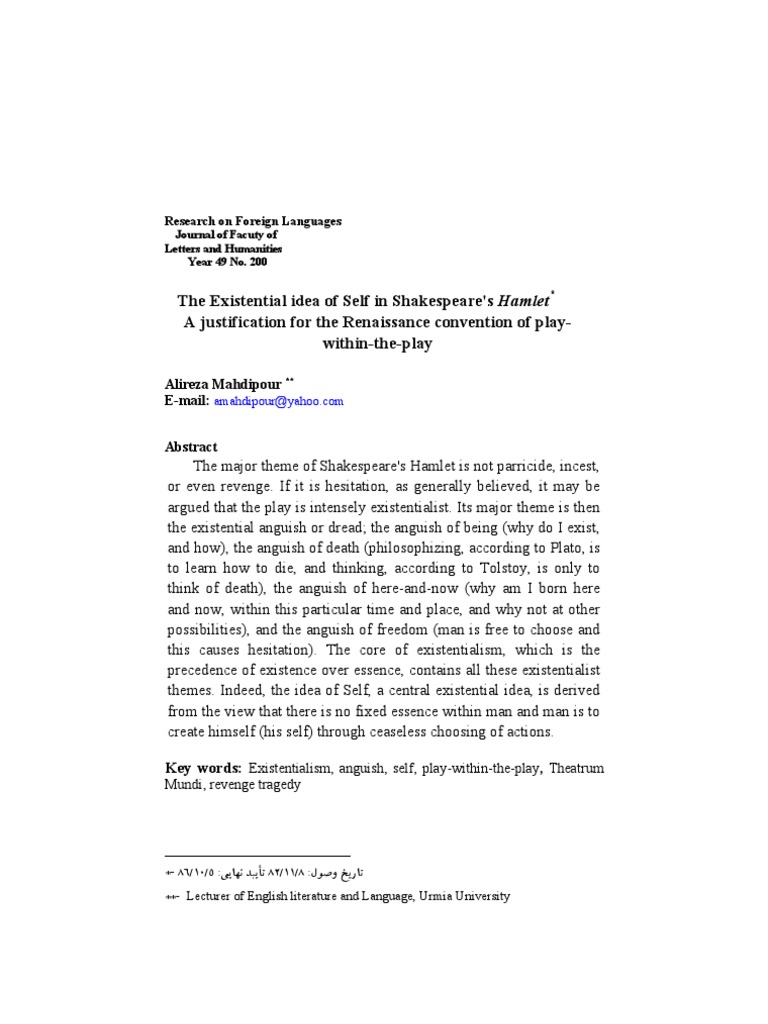 Hamlet Existentialism Pdf Hamlet Existentialism