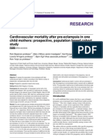 Research: Cardiovascular Mortality After Pre-Eclampsia in One Child Mothers: Prospective, Population Based Cohort Study