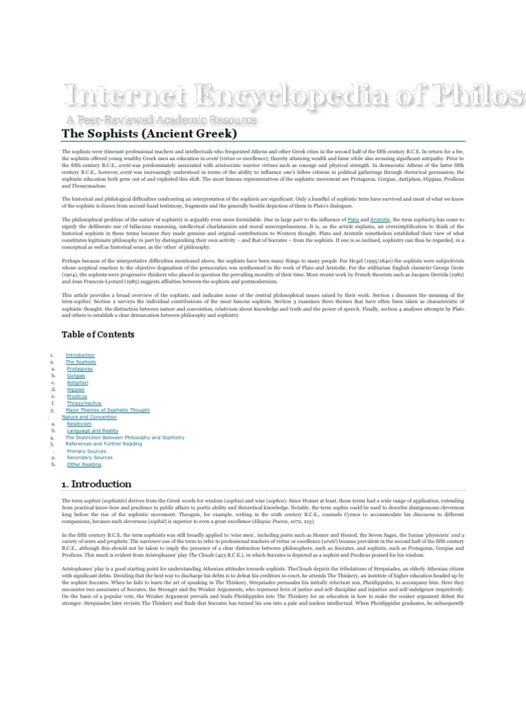 The Sophists | PDF | Plato | Socrates