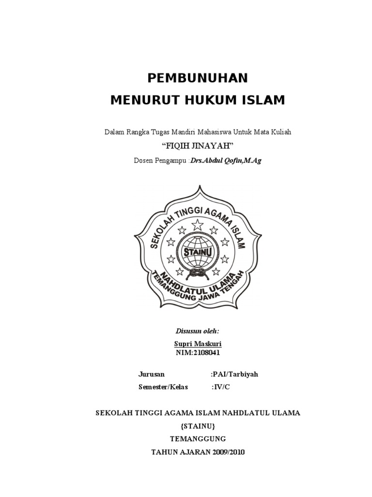 Makalah Agama Pembunuhan Menurut Hukum Islam