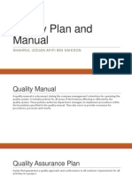 Quality Plan and Manual: Shahrul Izzuan Afifi Bin Sahidon