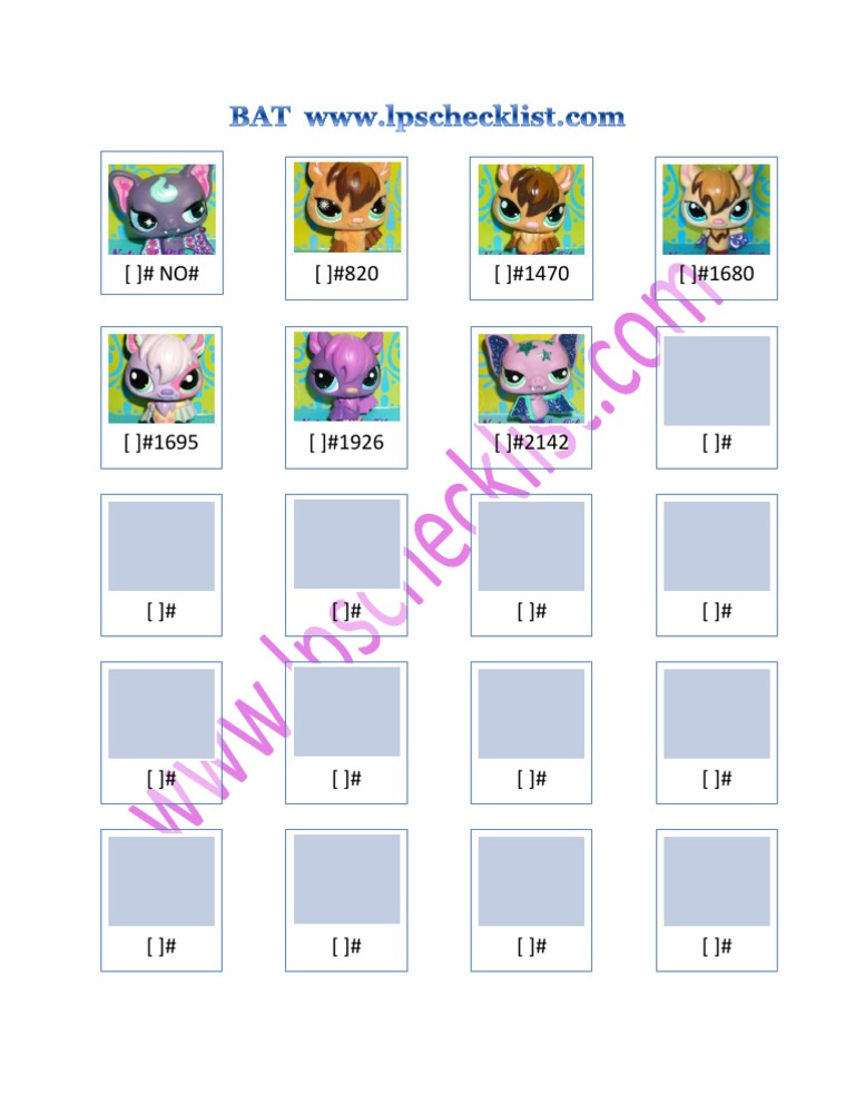 Littlest Pet Shop Checklist Bat | PDF