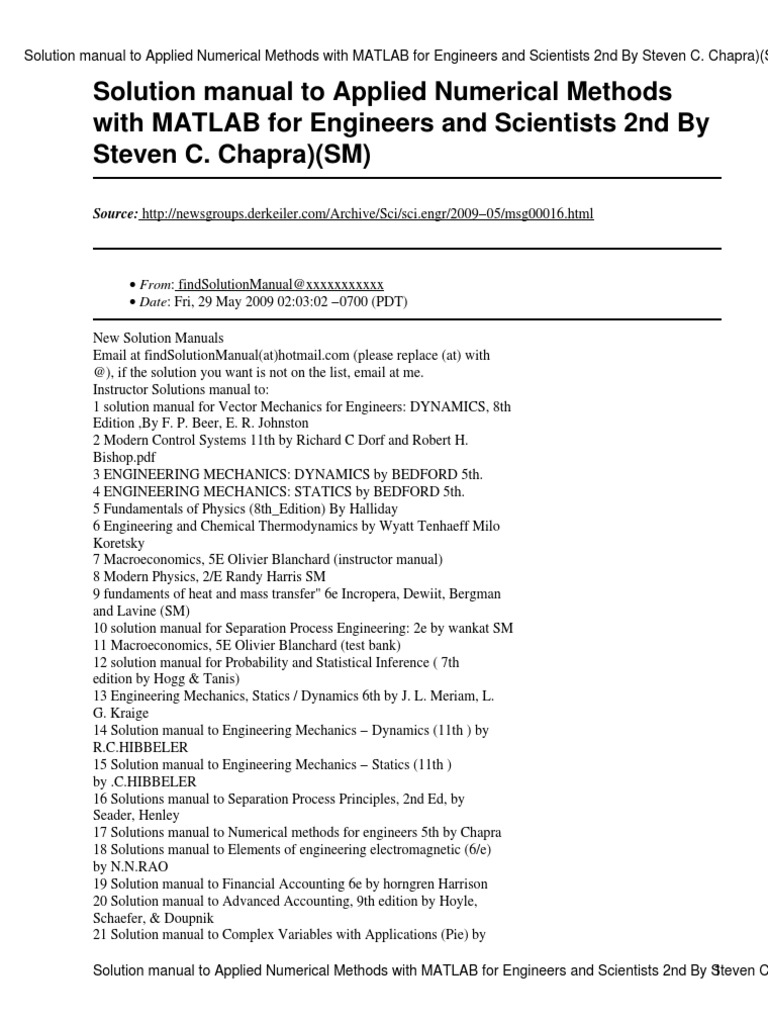 Matlab Solutions Pdf Numerical Analysis Engineering