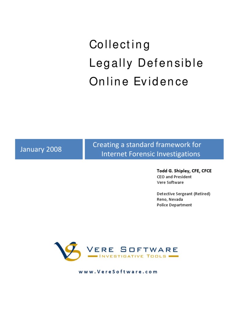 Collecting Legally Defensible Online Evidence PDF Digital Forensics