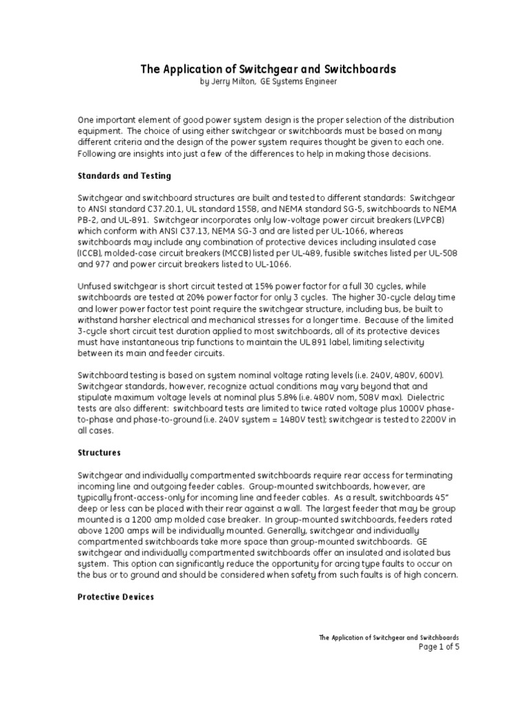 Difference Between Switchgear and Switchboard PDF Power Engineering