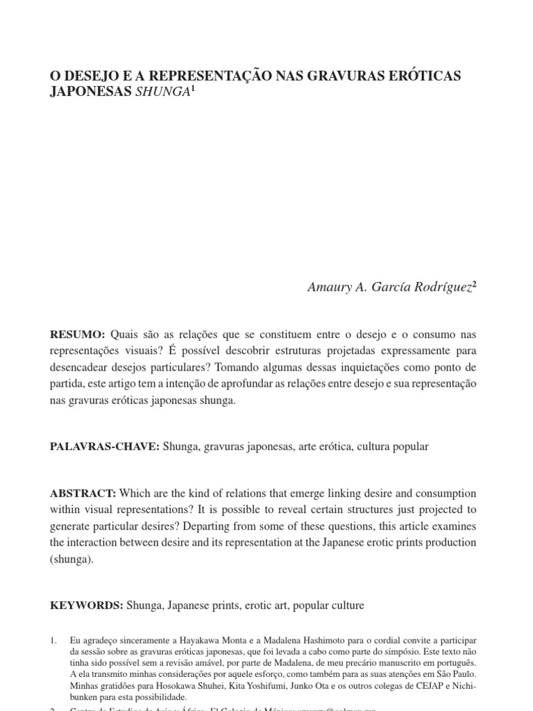 O Desejo e A Representação Nas Gravuras Eróticas Japonesas Shunga | PDF ...