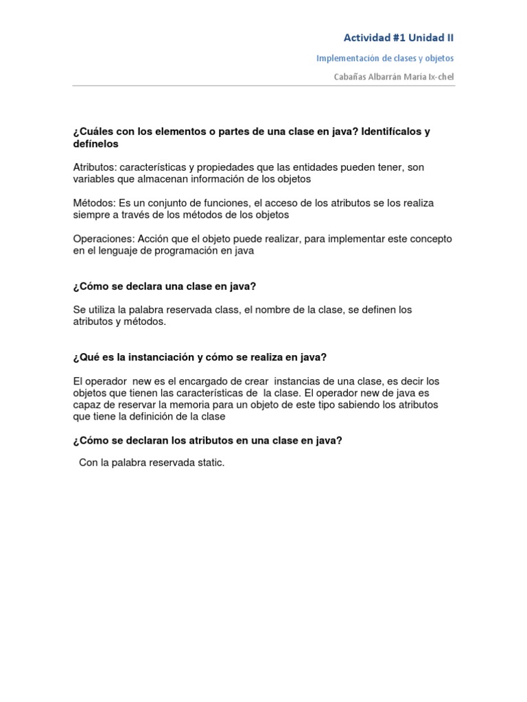 Clase en Java | PDF