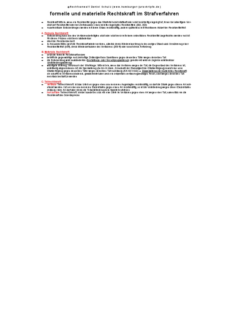 Formelle Und Materielle Rechtskraft Im Strafverfahren PDF | PDF