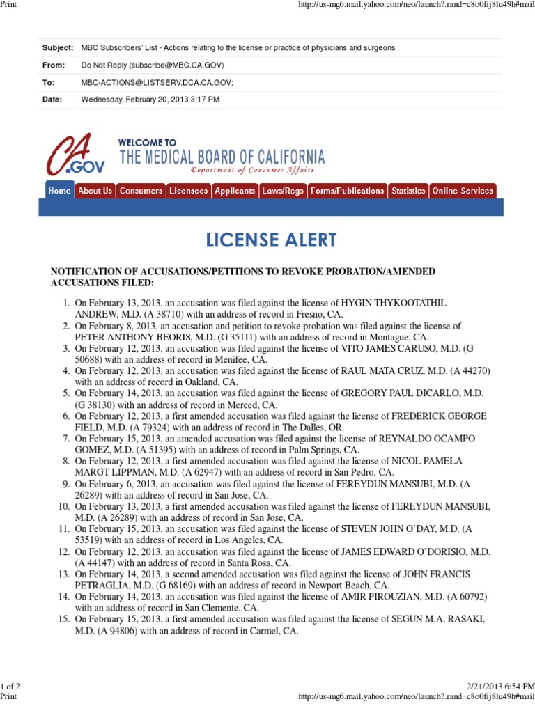 Victims of the Medical Board of California 22013 Violence