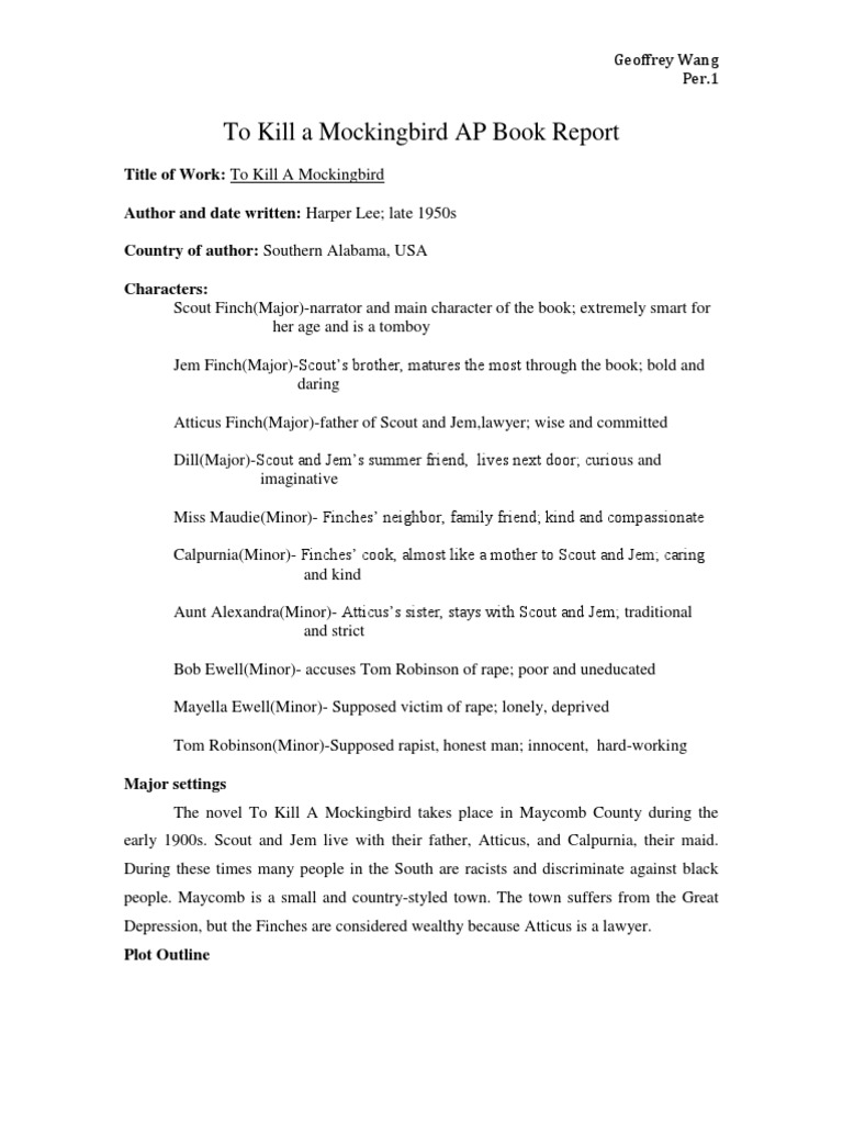 How to write a book report on to kill a mockingbird picture
