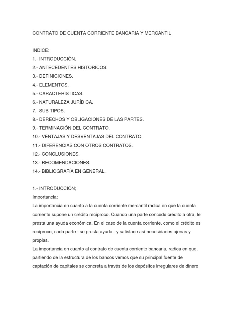 roble rescate unidad Contrato de Cuenta Corriente Bancaria y Mercantil | PDF | Bancos | Cheque